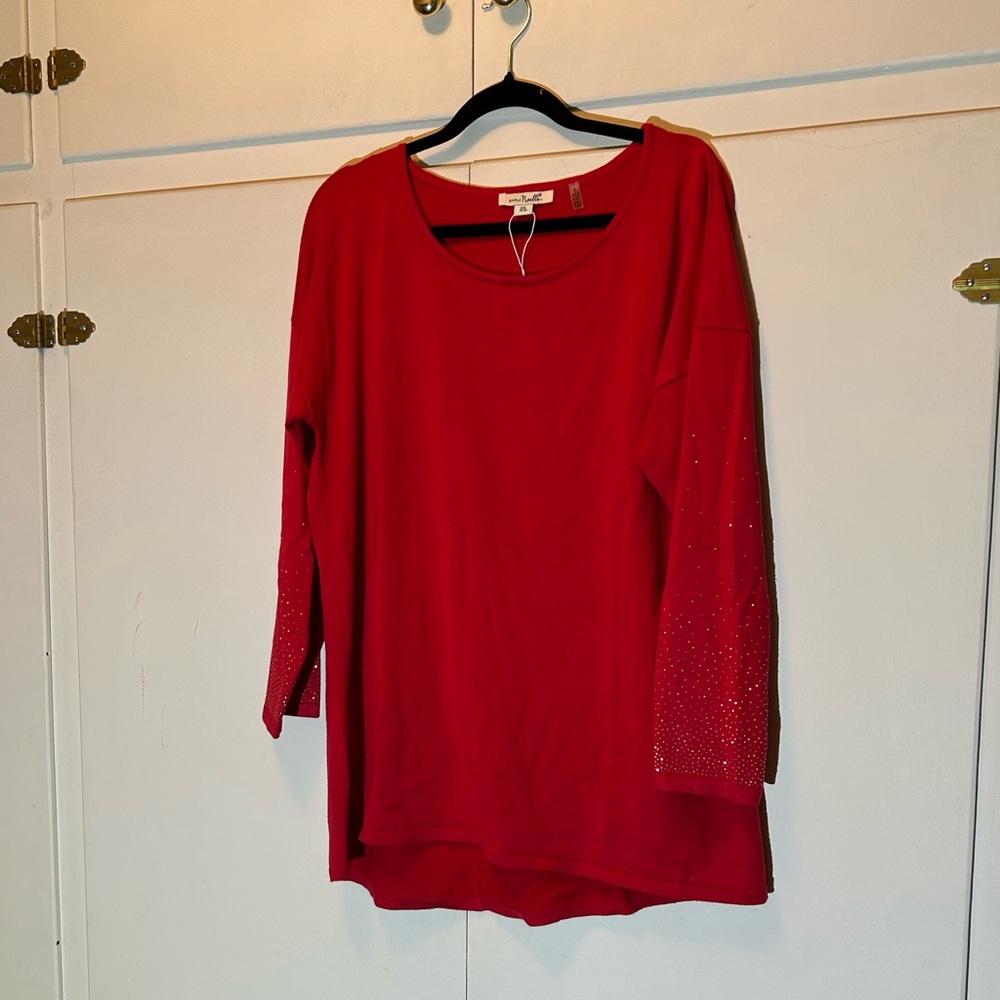 Simply Noelle Red Long Sleeve Top with Sparkle